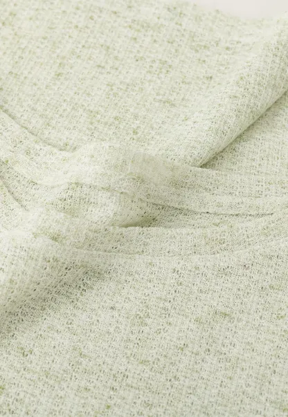 Long sleeve sheer knit top with round neckline