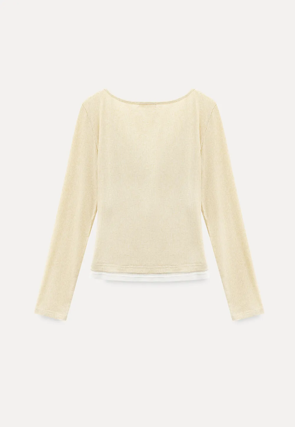 Long sleeve ribbed crop top with square neckline