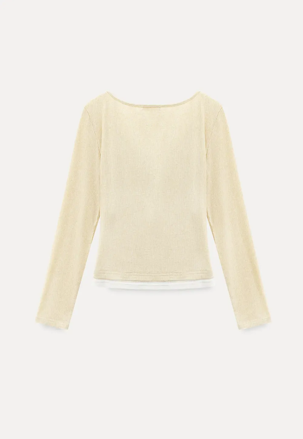 Long sleeve ribbed crop top with square neckline