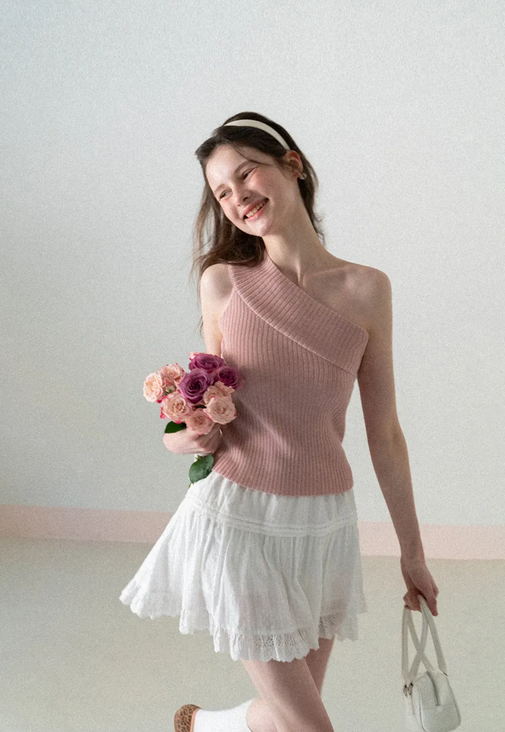 Asymmetrical Ribbed Knit Sleeveless Top