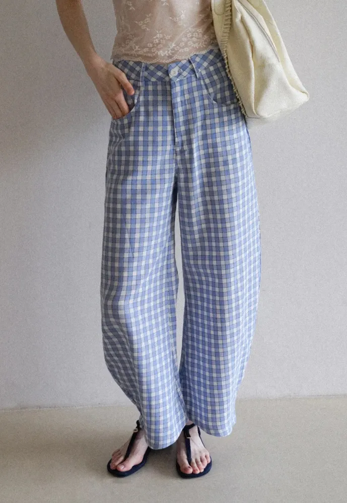 Women’s Gingham Wide-Leg Pants