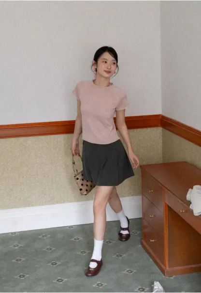 Pleated A-line Mini Skirt