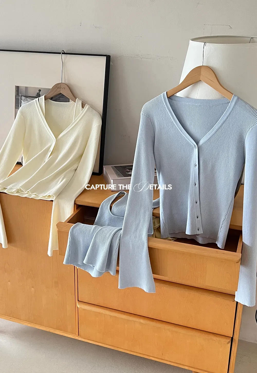 Light Knit Sweater Set with Tank Top and Cardigan Design