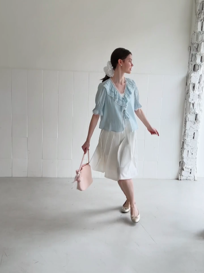 Pleated A Line Midi Skirt