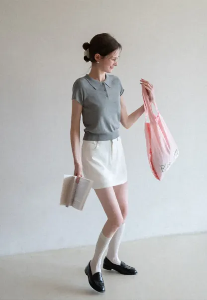 Short Sleeve Knit Polo Shirt