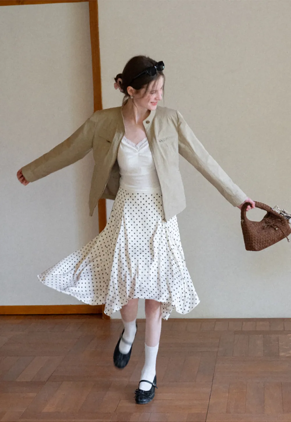 Lace Trimmed V Neck Camisole with Ruched Detail