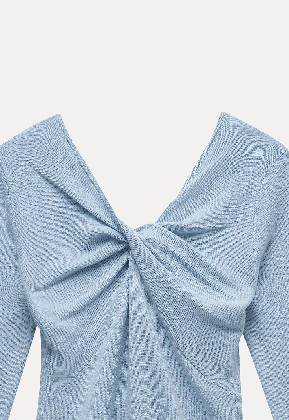 Women V Neck Twist Front Long Sleeve Knit Top