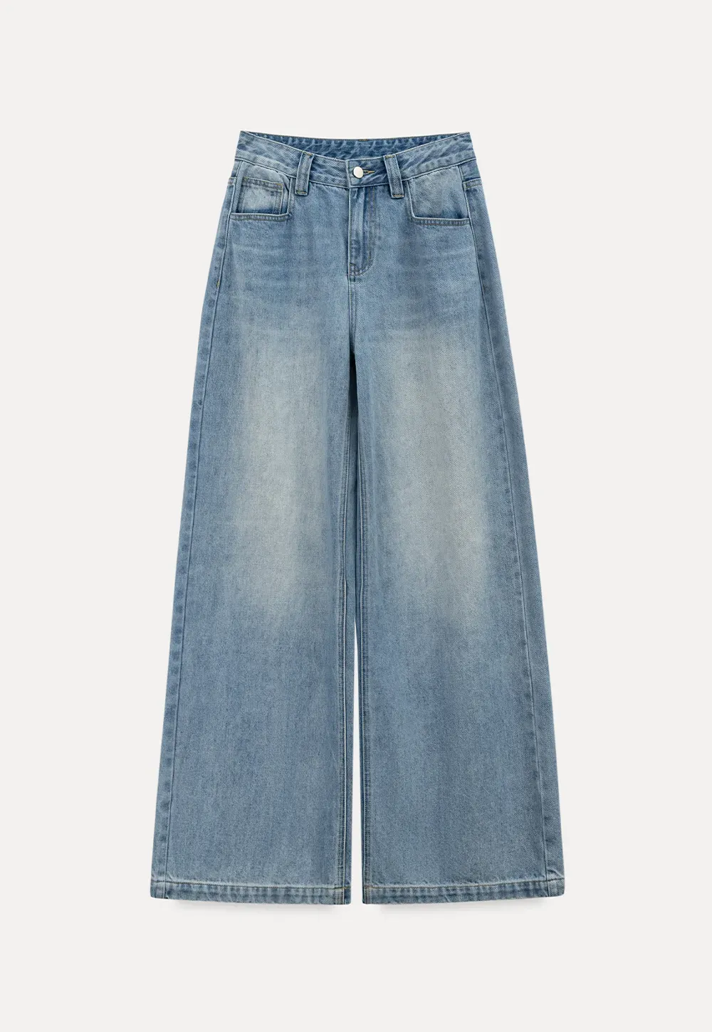 Wide leg high waist denim jeans with belt