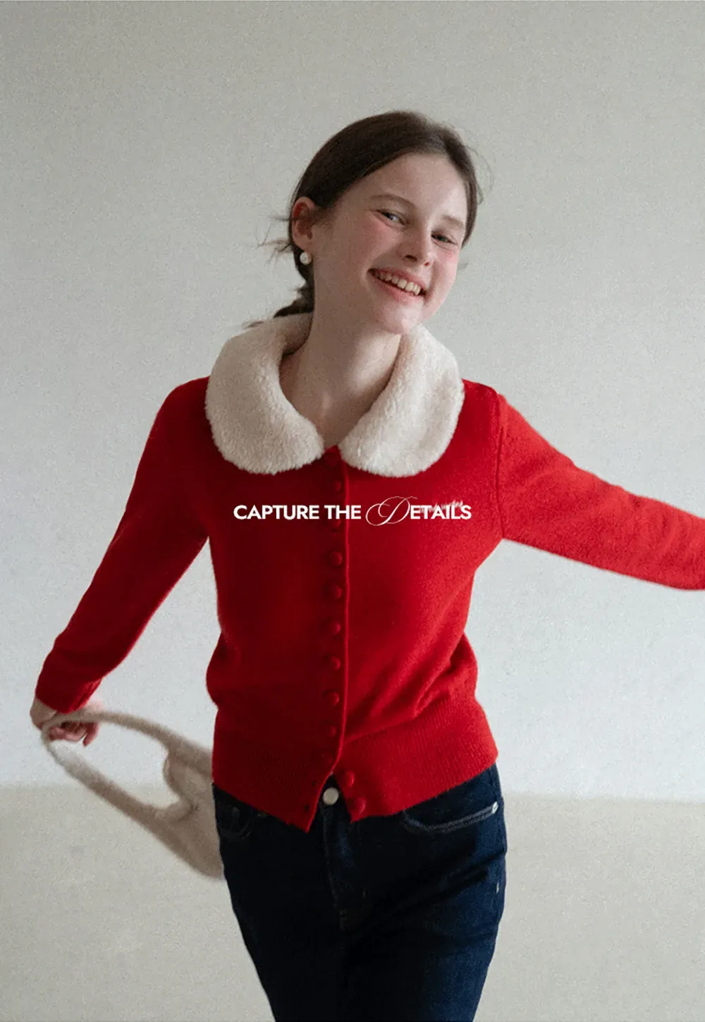 Soft Collar Knit Cardigan with Embroidery Design