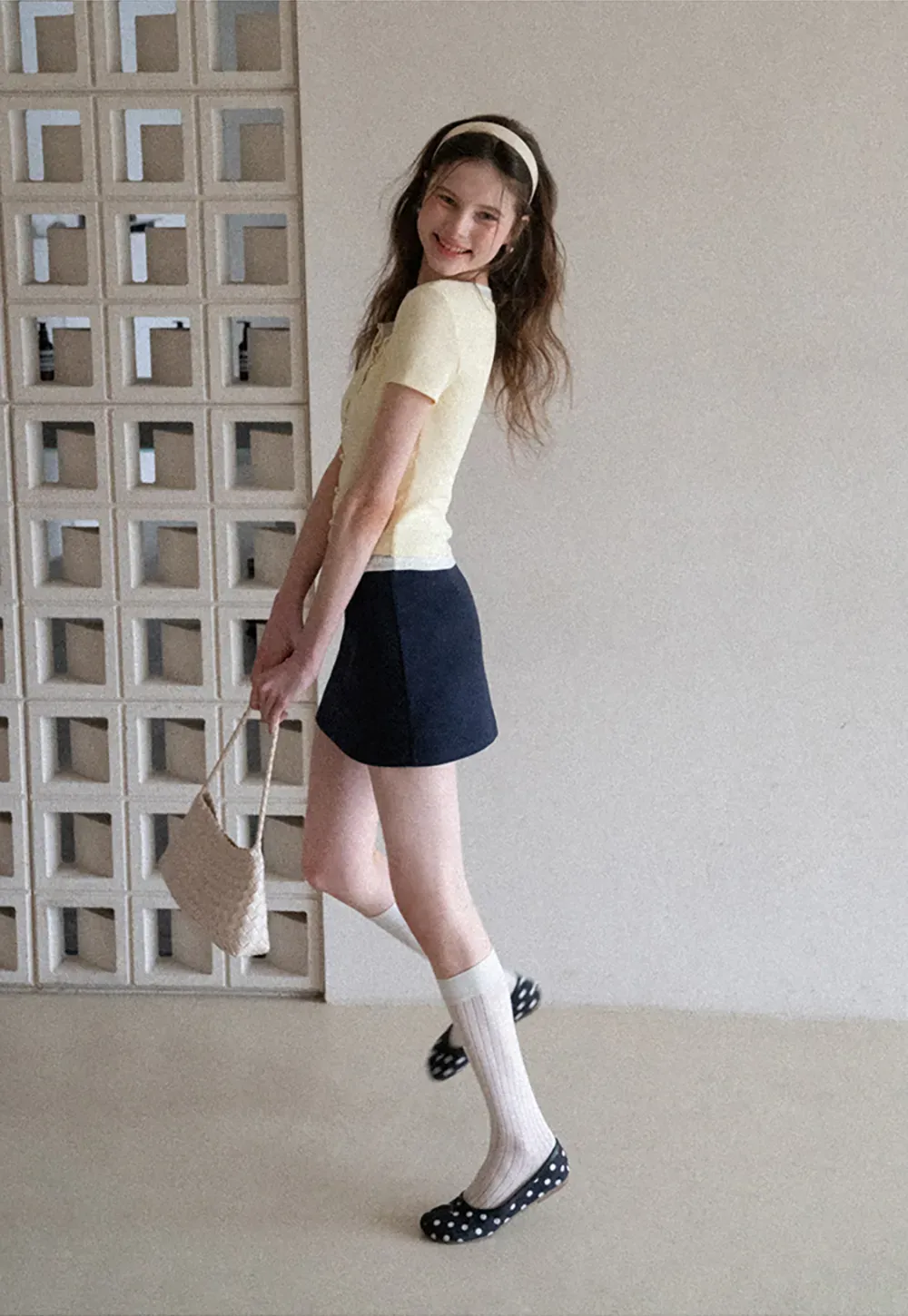 A-line mini skirt with elastic waistband