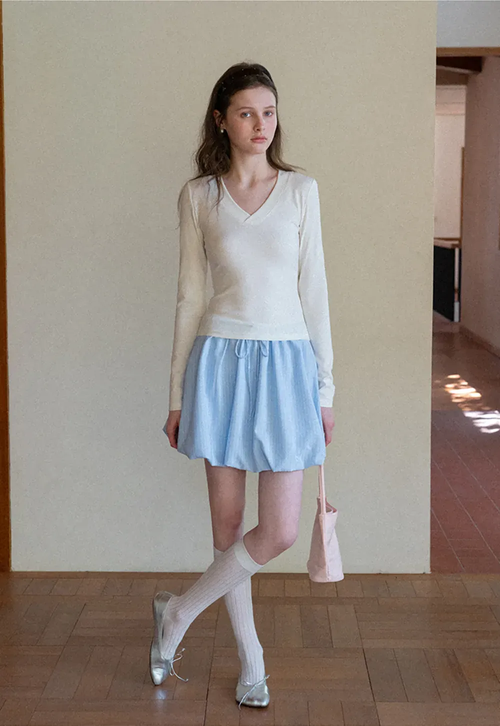 Long sleeve crew neck t shirt with fitted cut