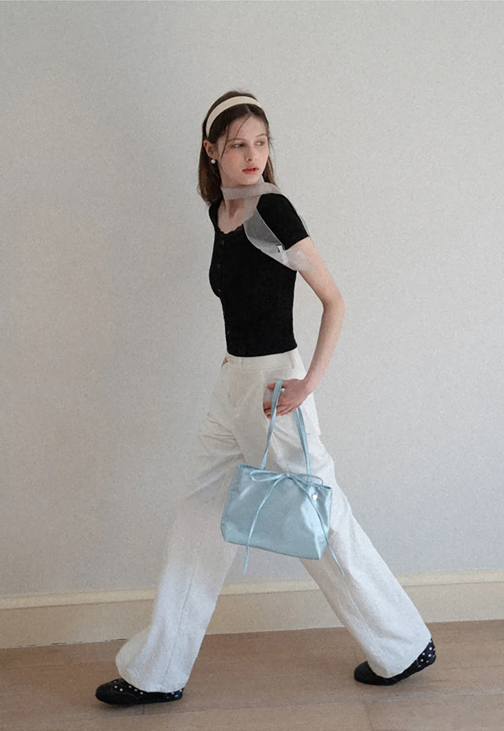 Short Sleeve Button Front Top with Lace Trim