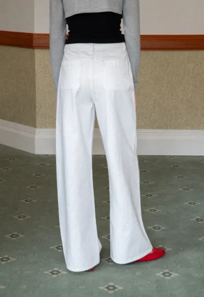 Wide leg high waist denim pants