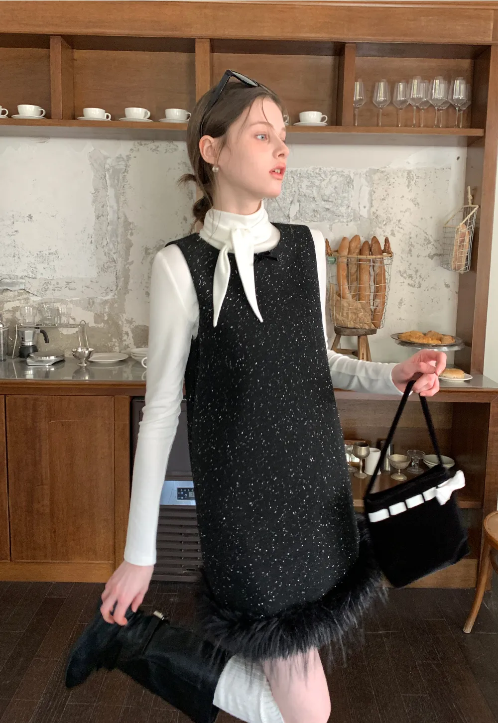 Tie Neck Long Sleeve T-Shirt Top