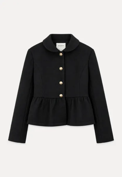 Peplum Hem Single Breasted Short Jacket