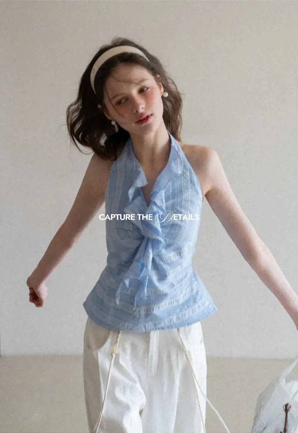 Halter Neck Top with Ruffled Detail