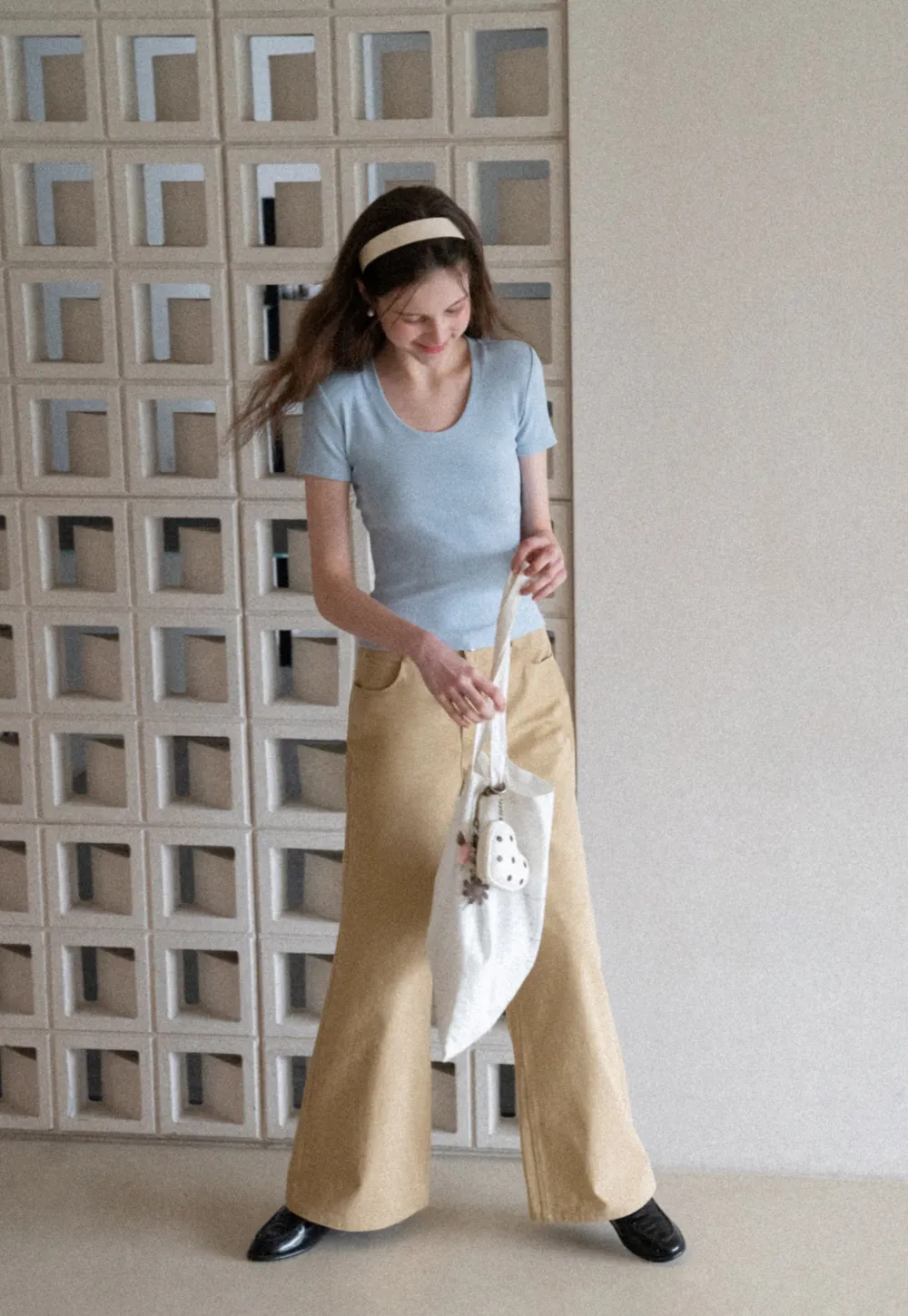 Wide Leg Casual Pants with Back Pockets