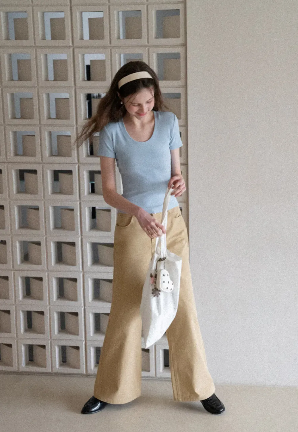 Wide Leg Casual Pants with Back Pockets