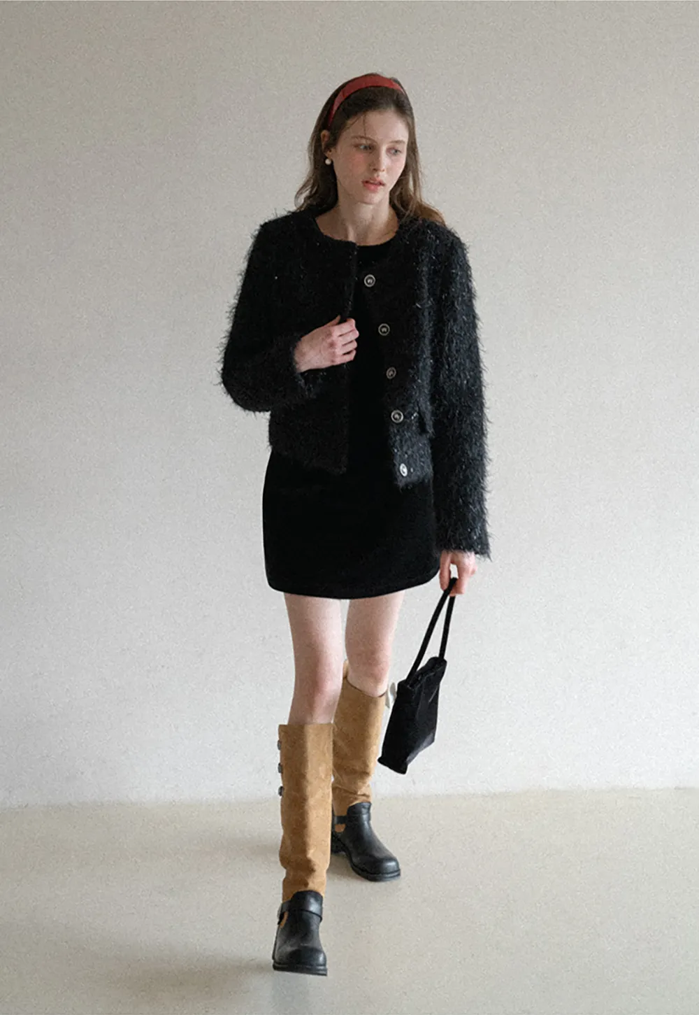 Elegant Velvet Mini Dress with Flared Sleeves