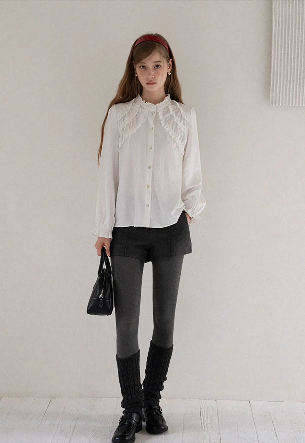 Ruffled Detail Button Up Blouse