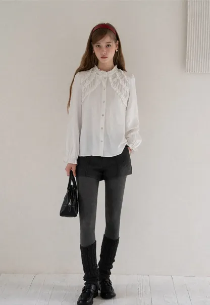Ruffled Detail Button Up Blouse