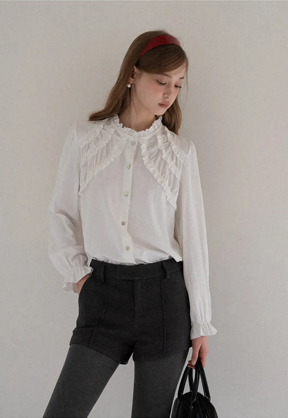 Ruffled Detail Button Up Blouse
