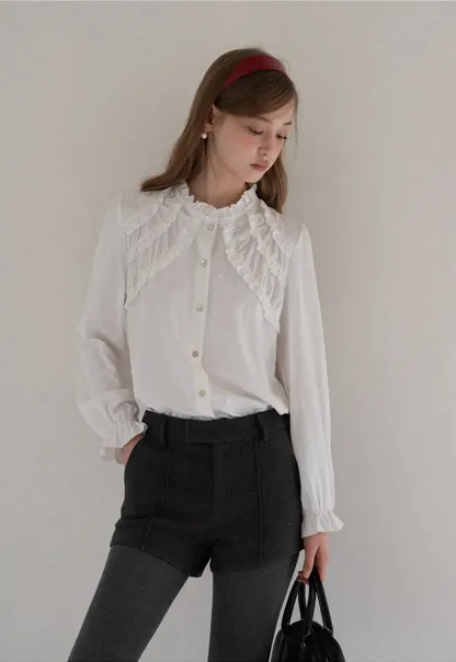 Ruffled Detail Button Up Blouse