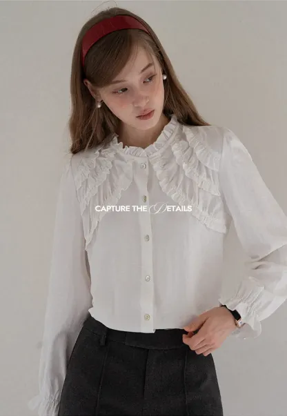 Ruffled Detail Button Up Blouse