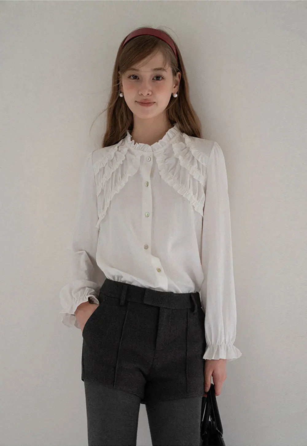 Ruffled Detail Button Up Blouse