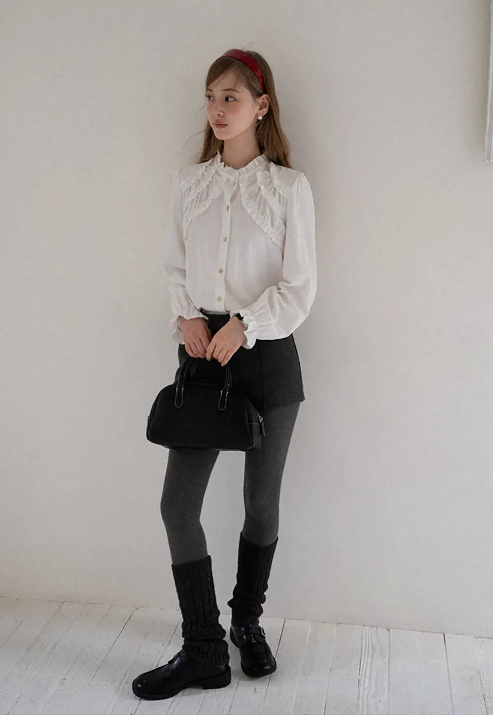 Ruffled Detail Button Up Blouse