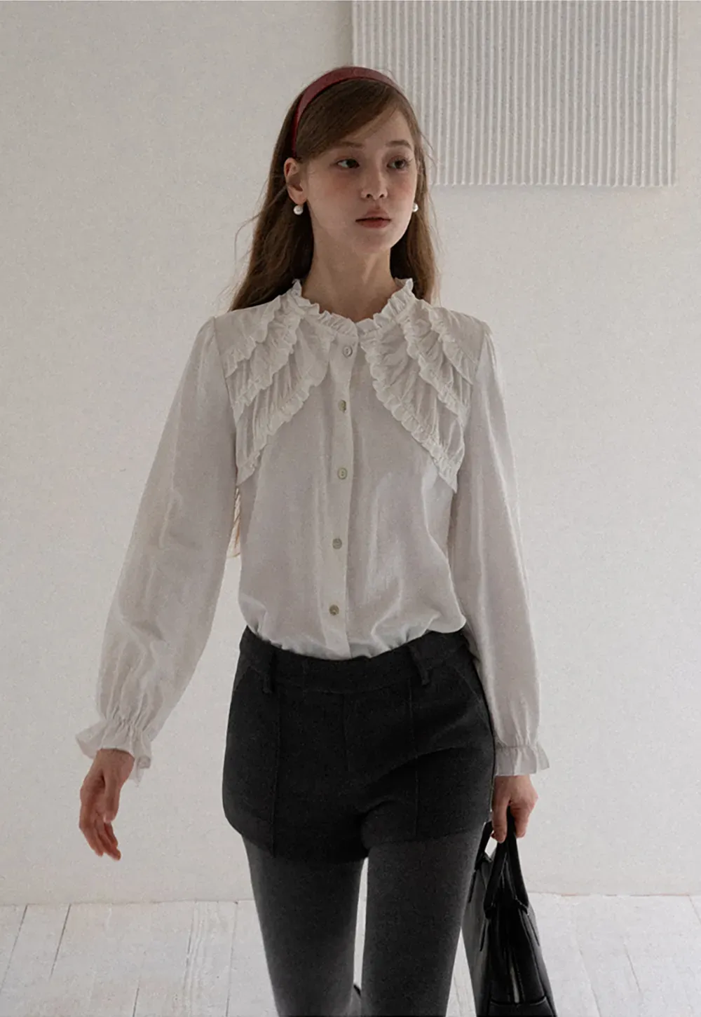 Ruffled Detail Button Up Blouse