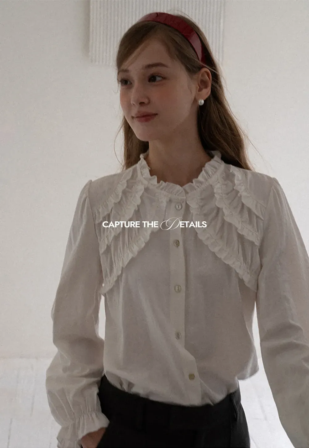 Ruffled Detail Button Up Blouse