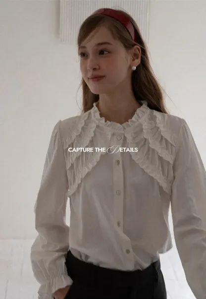 Ruffled Detail Button Up Blouse