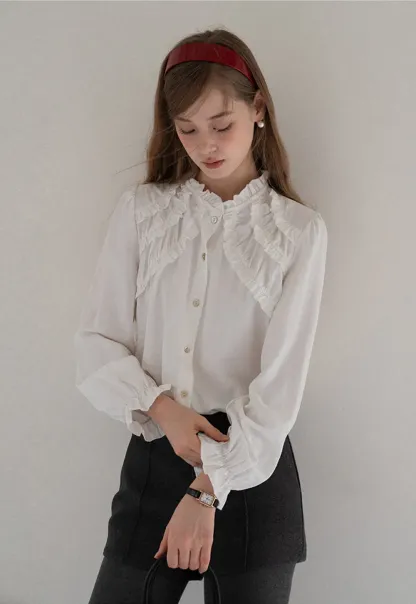 Ruffled Detail Button Up Blouse