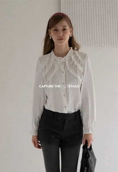 Ruffled Detail Button Up Blouse