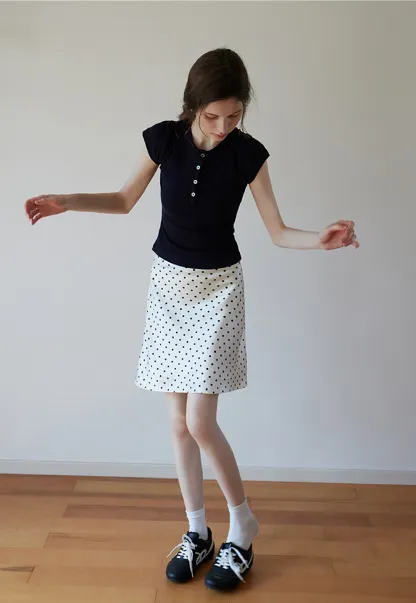 Women’s High Waist Polka Dot A-Line Mini Skirt