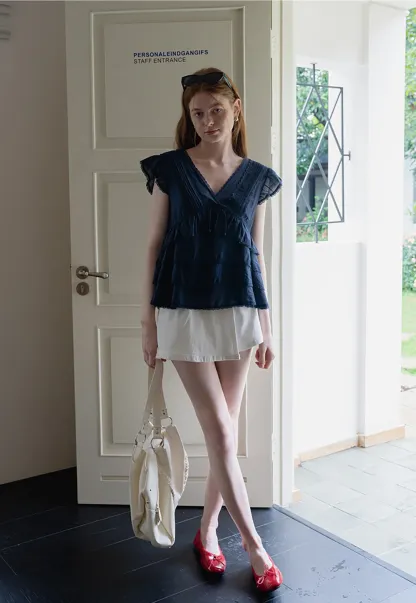 Vintage Style Layered Ruffle Top for Women