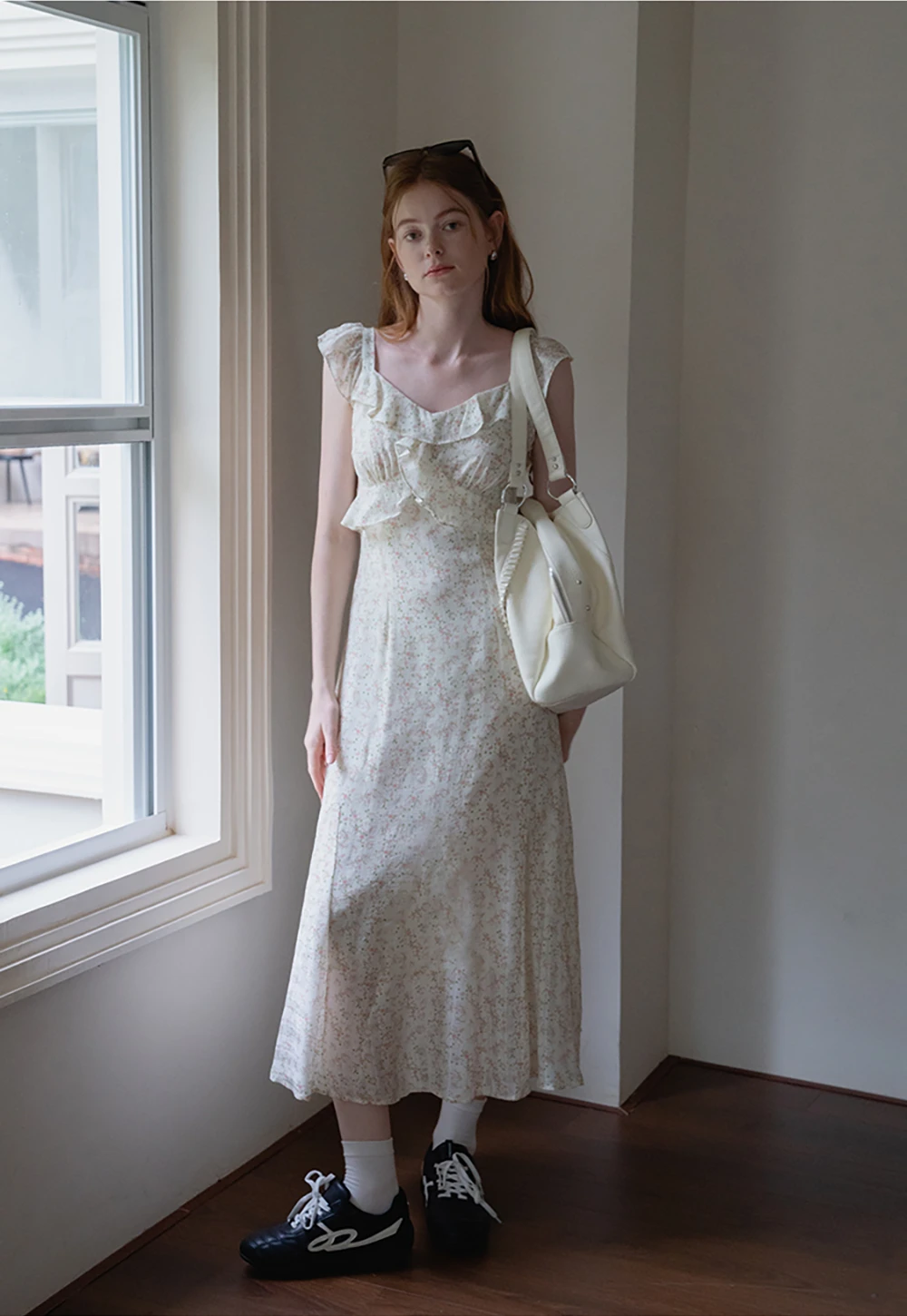 Floral Ruffle Sleeveless Midi Dress