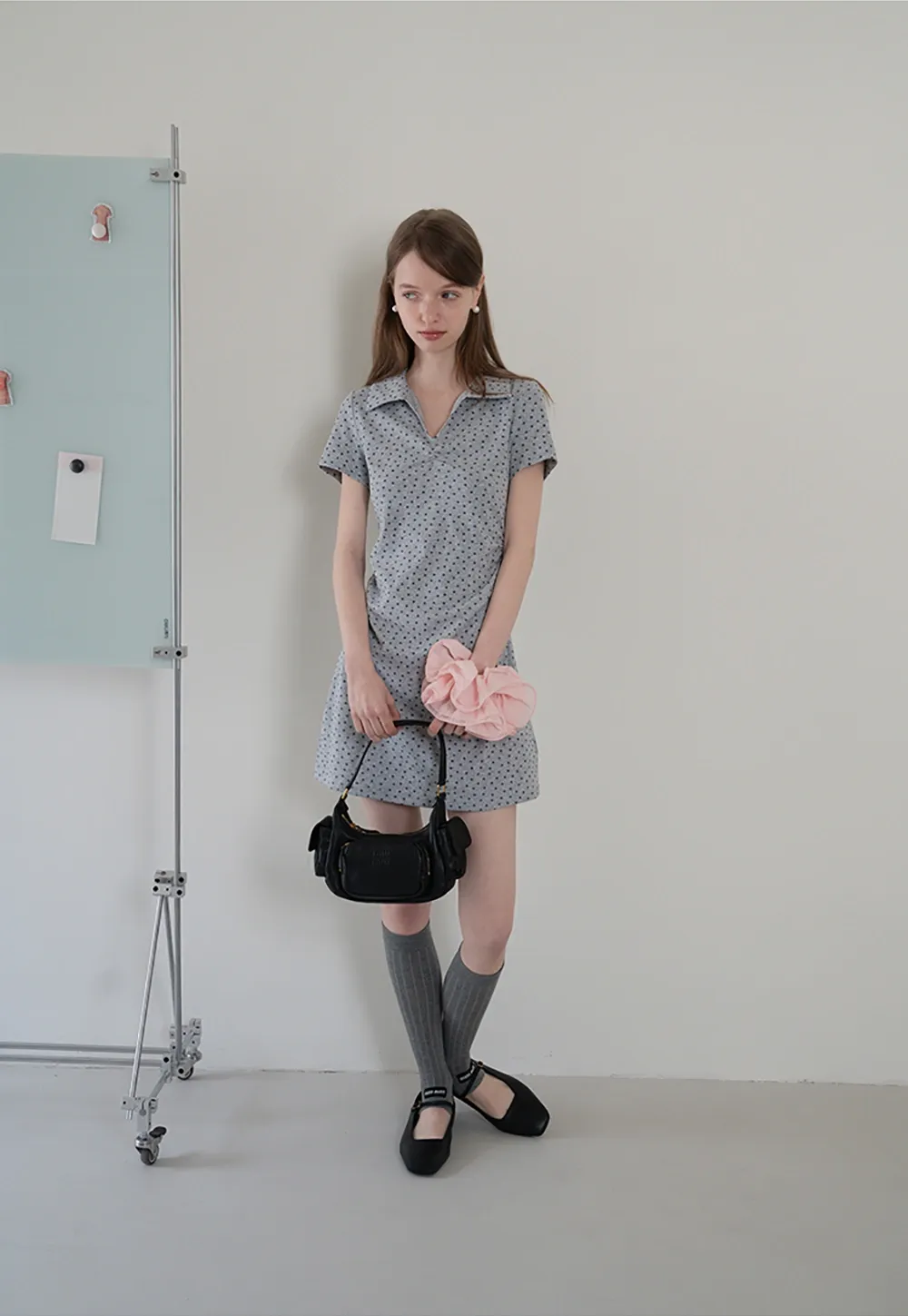Collared Ruched Mini Dress