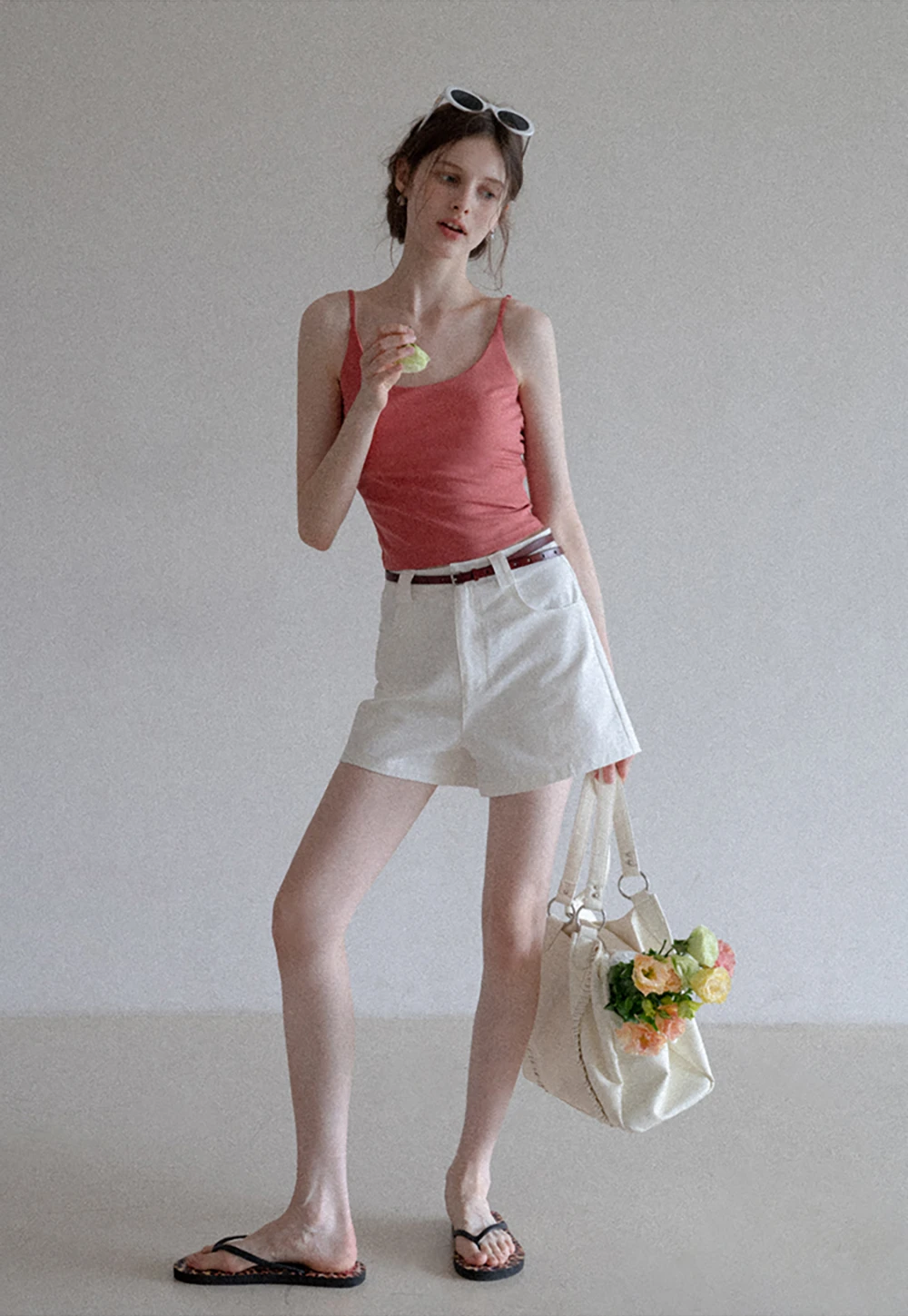 Women’s Belted High-Waist Cotton Shorts