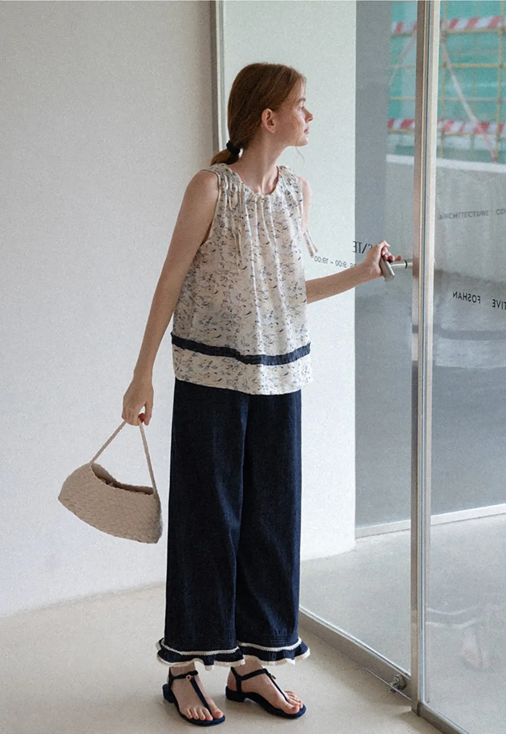 Lace Hem Wide Leg Jeans
