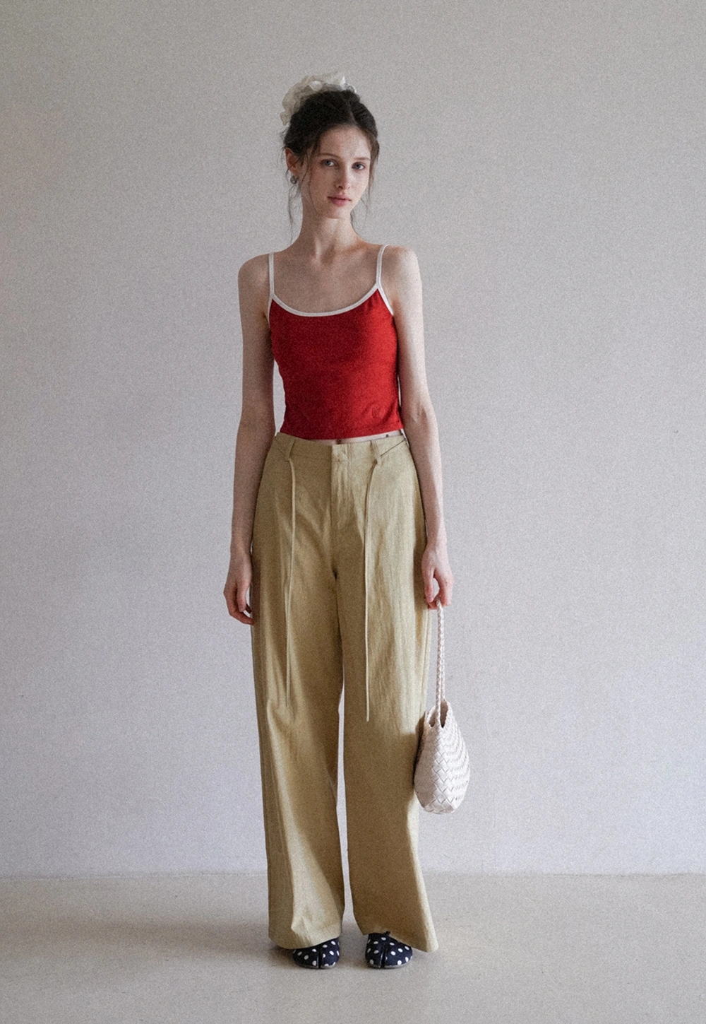 Women's High Waist Wide Leg Pants with Drawstring