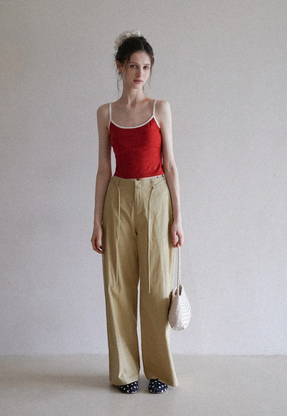 Women's High Waist Wide Leg Pants with Drawstring