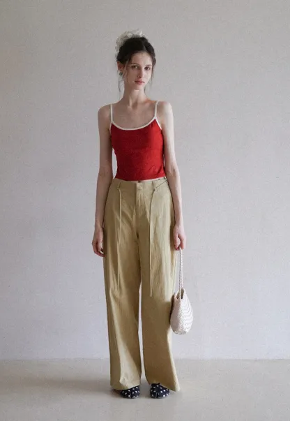 Women's High Waist Wide Leg Pants with Drawstring