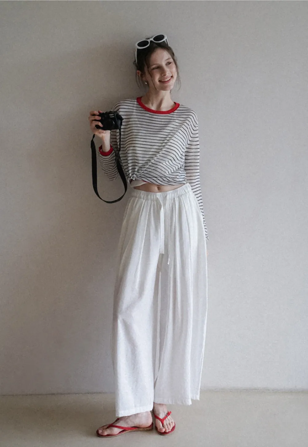 Women’s Striped Sheer Long Sleeve Knit Top