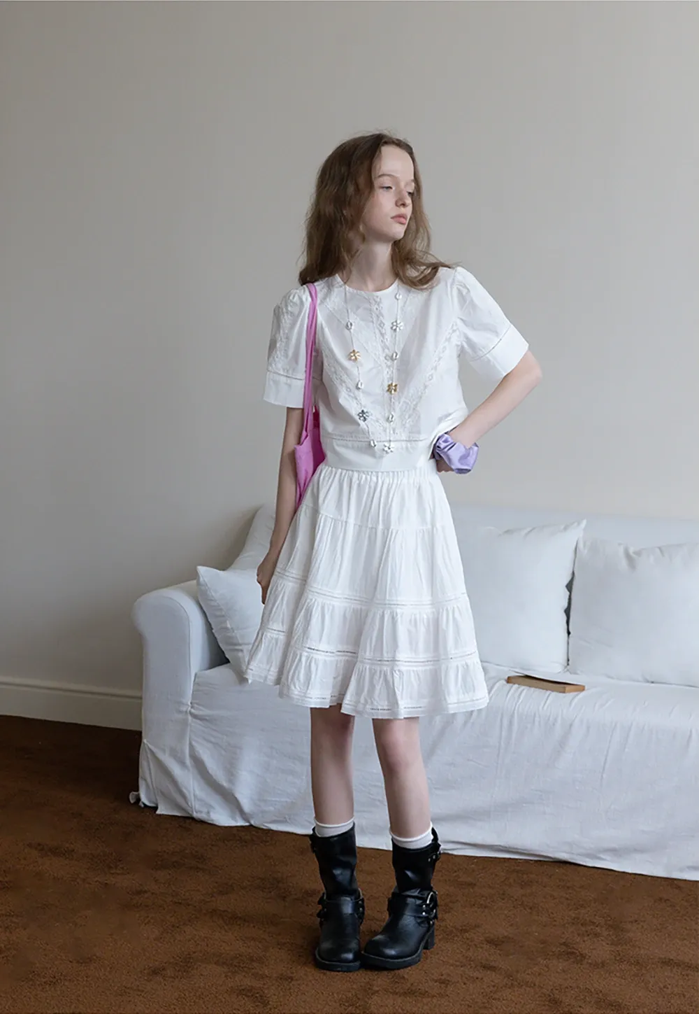 Women's Tiered A-Line Midi Skirt