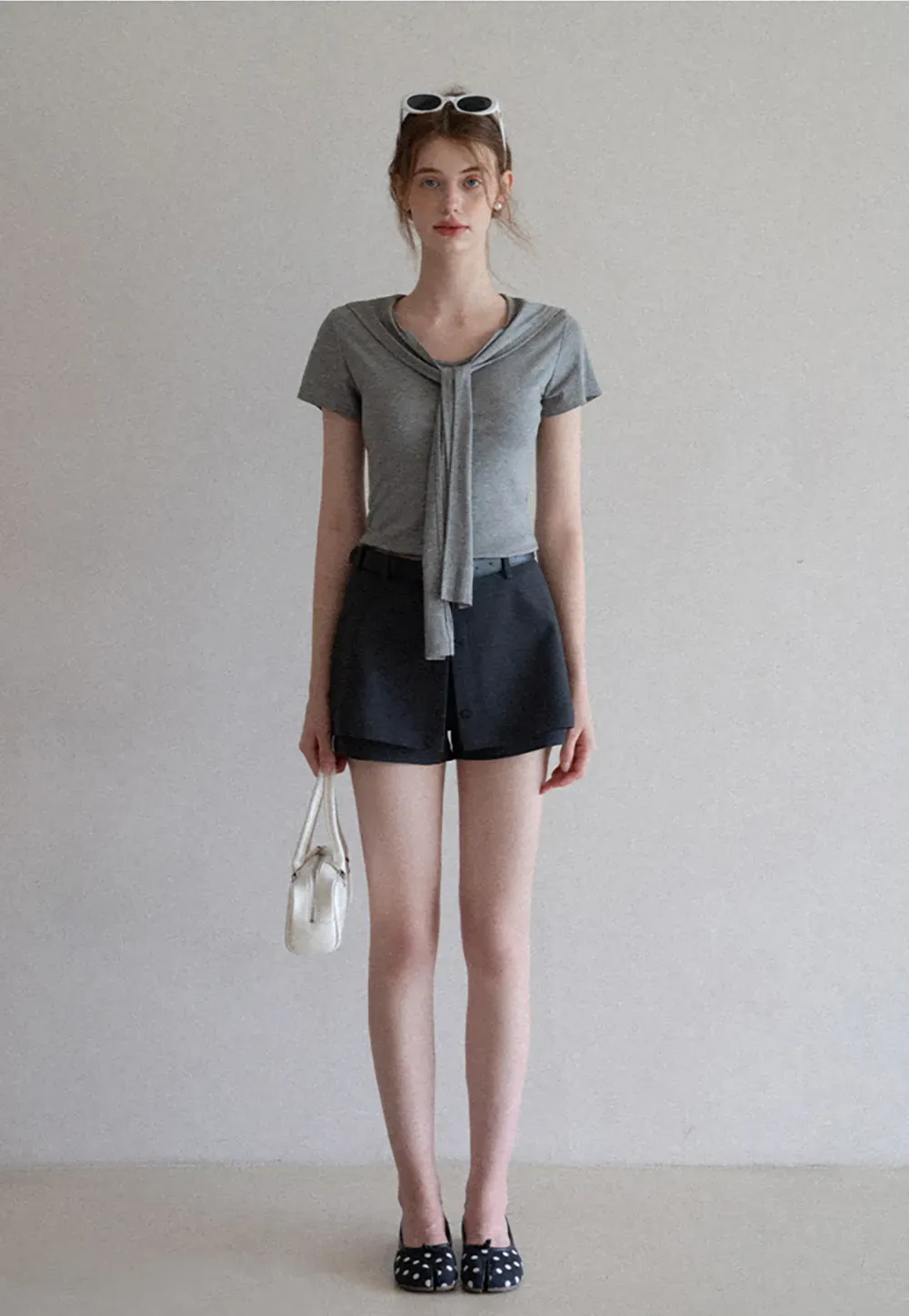 Mock Tie Cape Short Sleeve T-Shirt