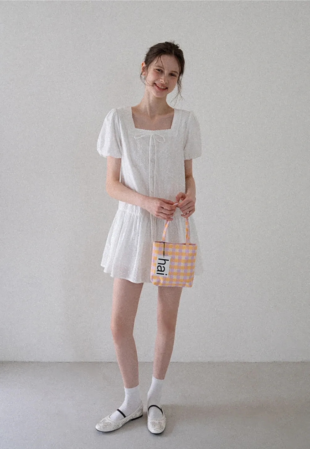 Square-Neck Lace Babydoll Dress