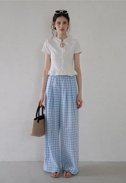 Bow Tie Ruffle Hem T-Shirt