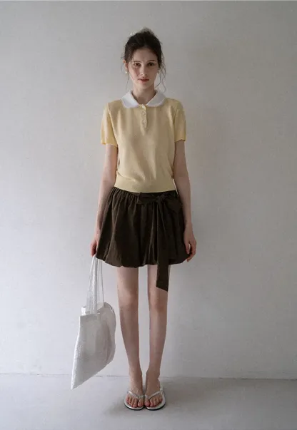 Contrast Peter Pan Collar Knit Top